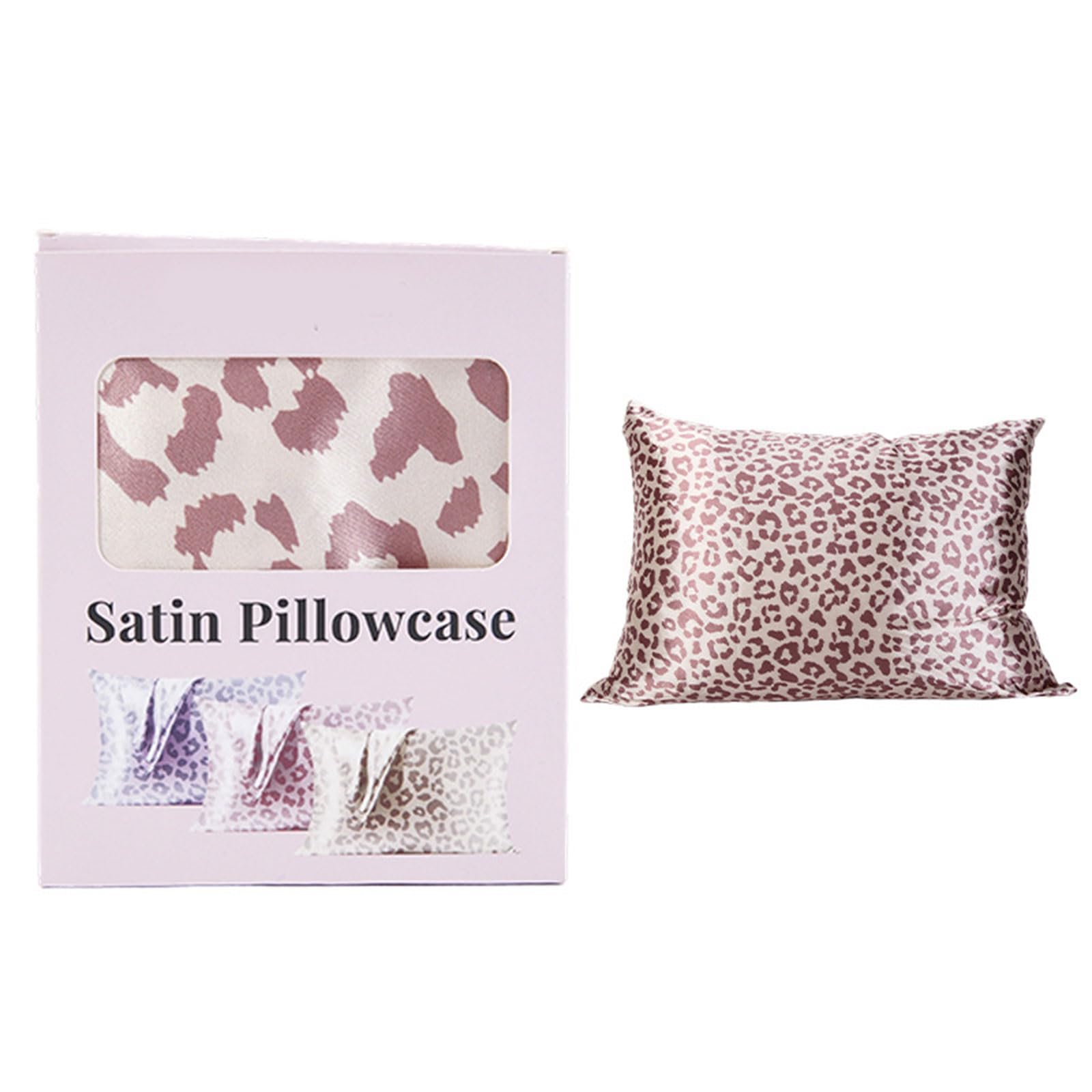 Buxuaaaa Luxurious Leopards Print Satins Pillowcase with Zippers Standard Size Pillow Case for Soft and Smooth Skin Comfort Satins Pillowcase