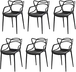 Kit 6 Cadeiras Allegra Preta Sala Cozinha Jantar