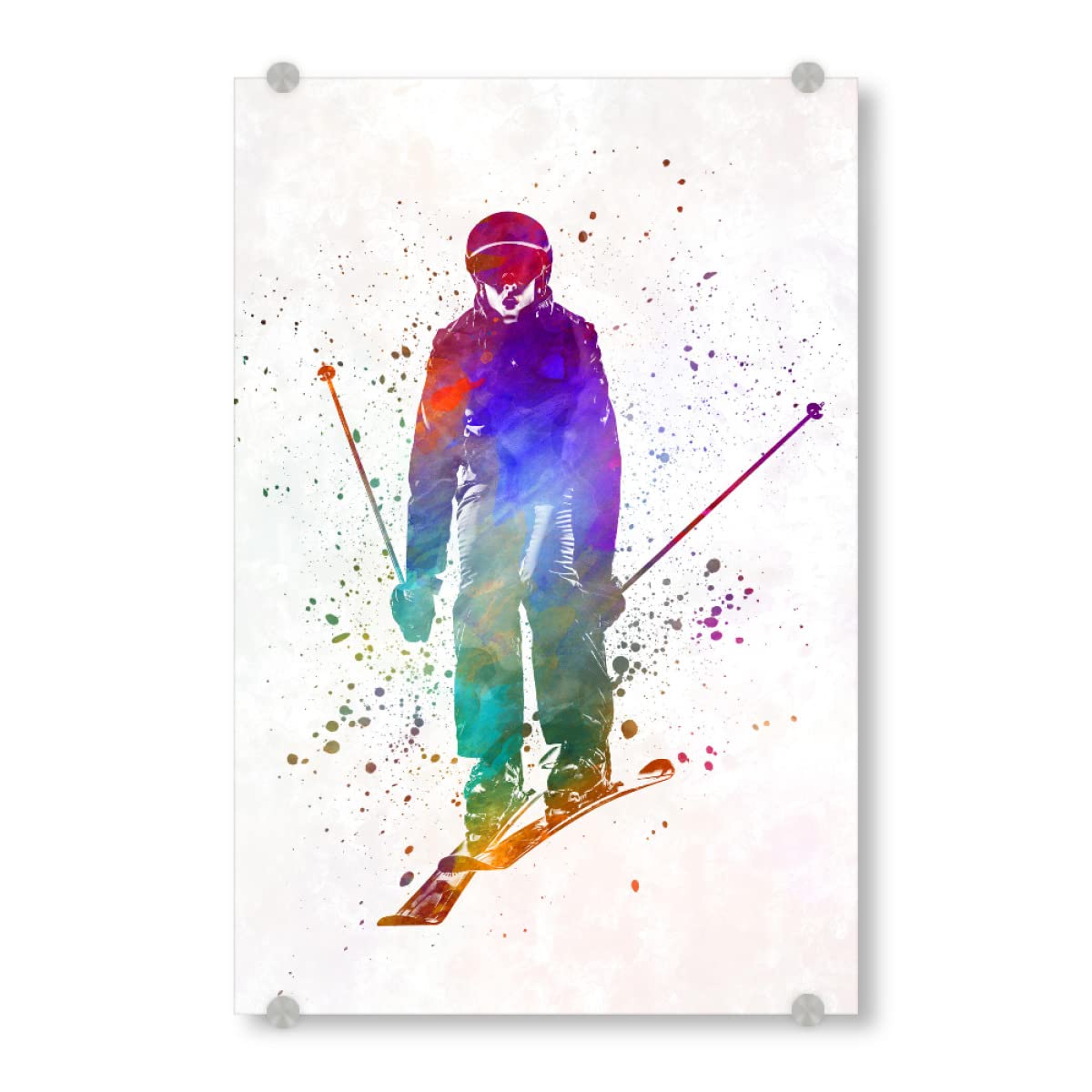 artboxONE Acrylglasbild 45x30 cm Sport Skier in Watercolor-c - Bild Sport Competition Competitive