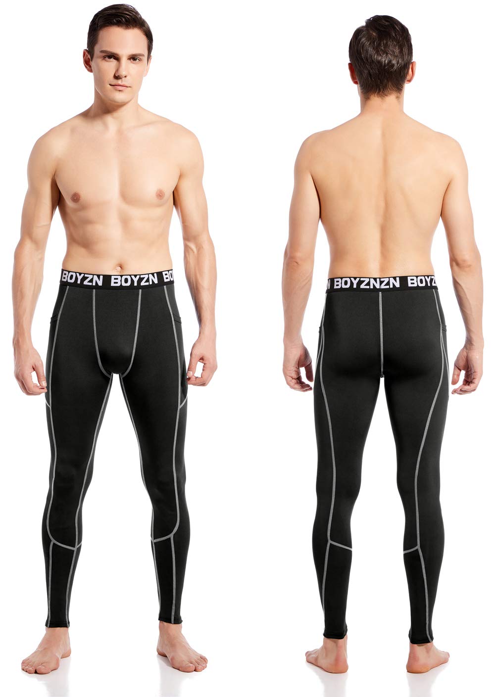 Boyzn 1 o 2 o 3 Confezioni di Pantaloni a Compressione da Uomo, Calzamaglia da Corsa Atletica Fresca e asciutta con Tasca/Non-Tasca