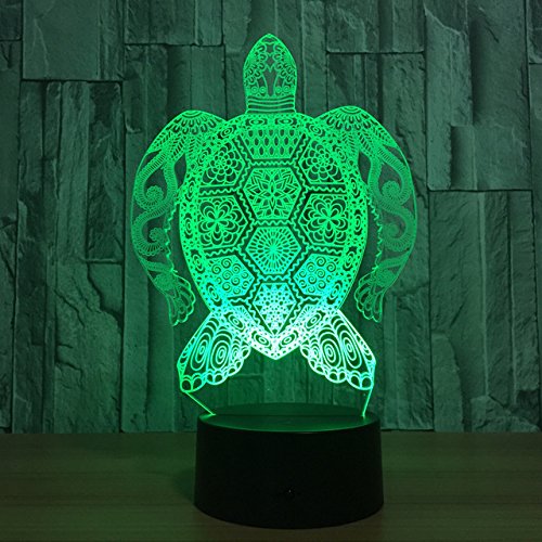 Preisvergleich Produktbild 3D schildkröte meeresschildkröten Illusions Lampen, Tolle 7 Farbwechsel Acryl berühren Tabelle Schreibtisch-Nachtlicht mit USB-Kabel für Kinder Schlafzimmer Geburtstagsgeschenke Geschenk