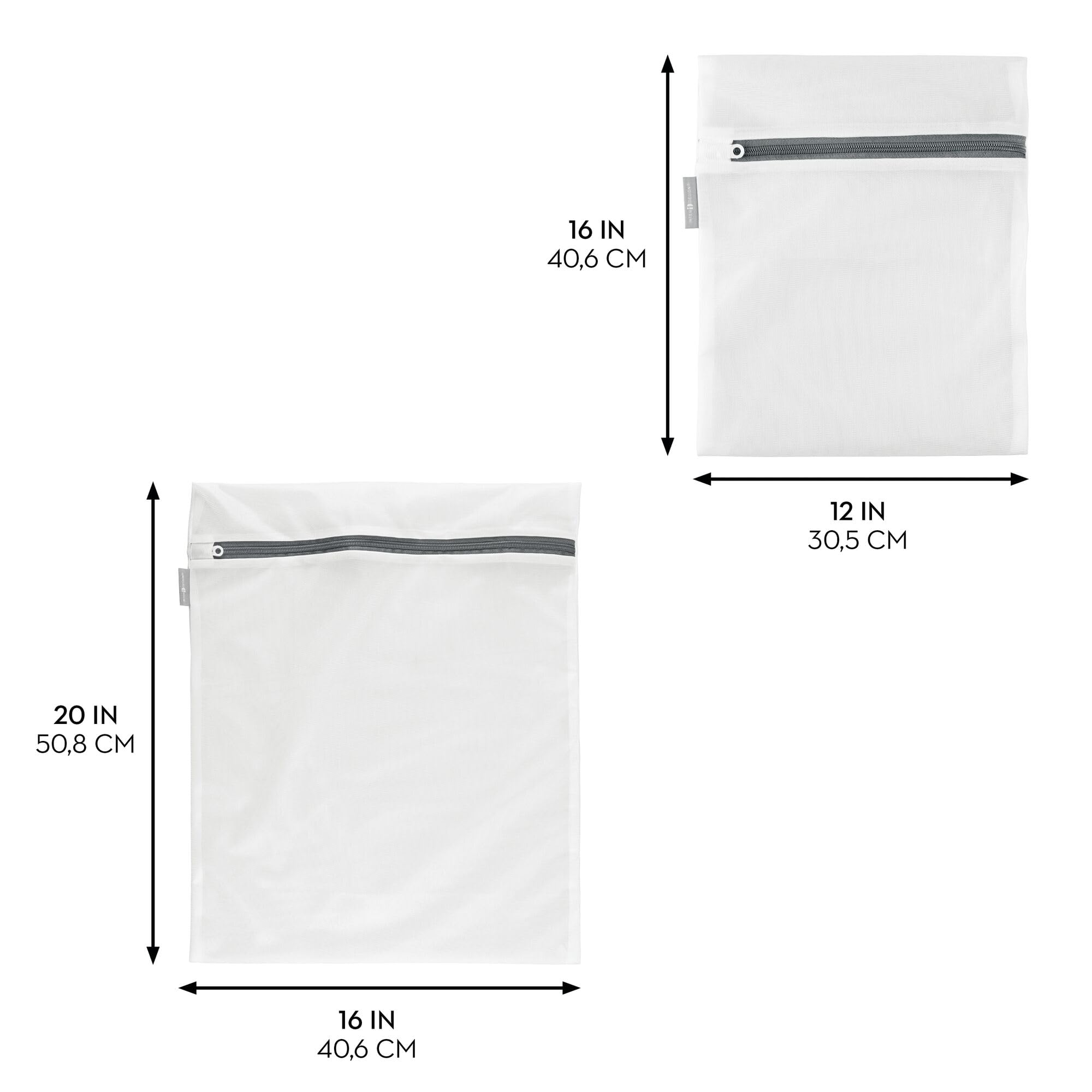 iDesign - Juego de 12 bolsas de lavado de malla blanca M12, tamaño mediano y grande