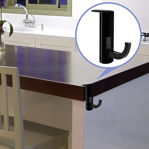 Miniatura 5 de Mudder Paquete de 4 ganchos para monitor para auriculares, soporte para auriculares, soporte adhesivo para auriculares, color negro