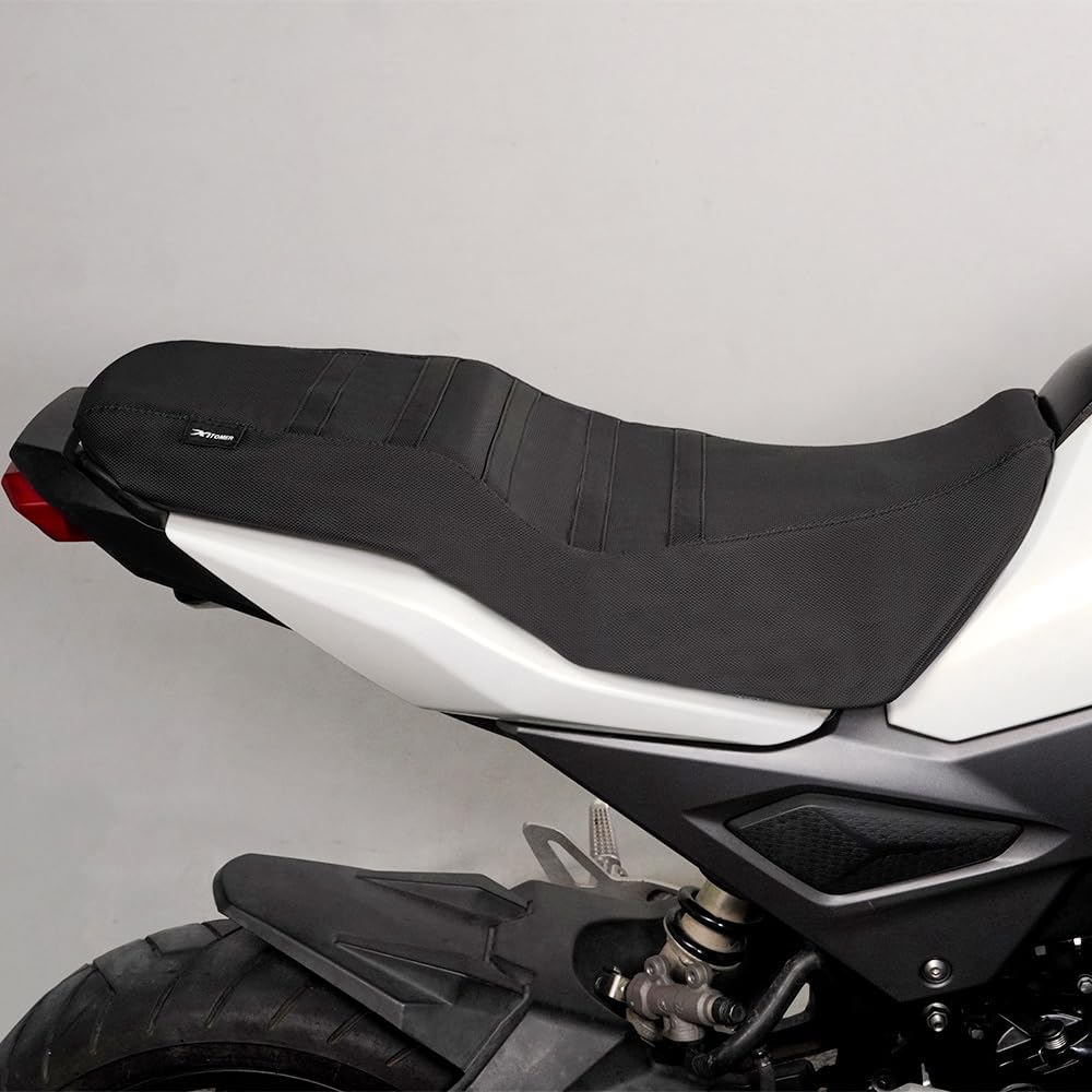 xitomer Striped Grip Gripper Seat Cover Fit for Grom MSX 125 2016-2021 Dirt Bike Gripper Soft Stripe Non-Slip Seat Cover Fit for Grom Part 2021 MSX 125 Acessories (Black)