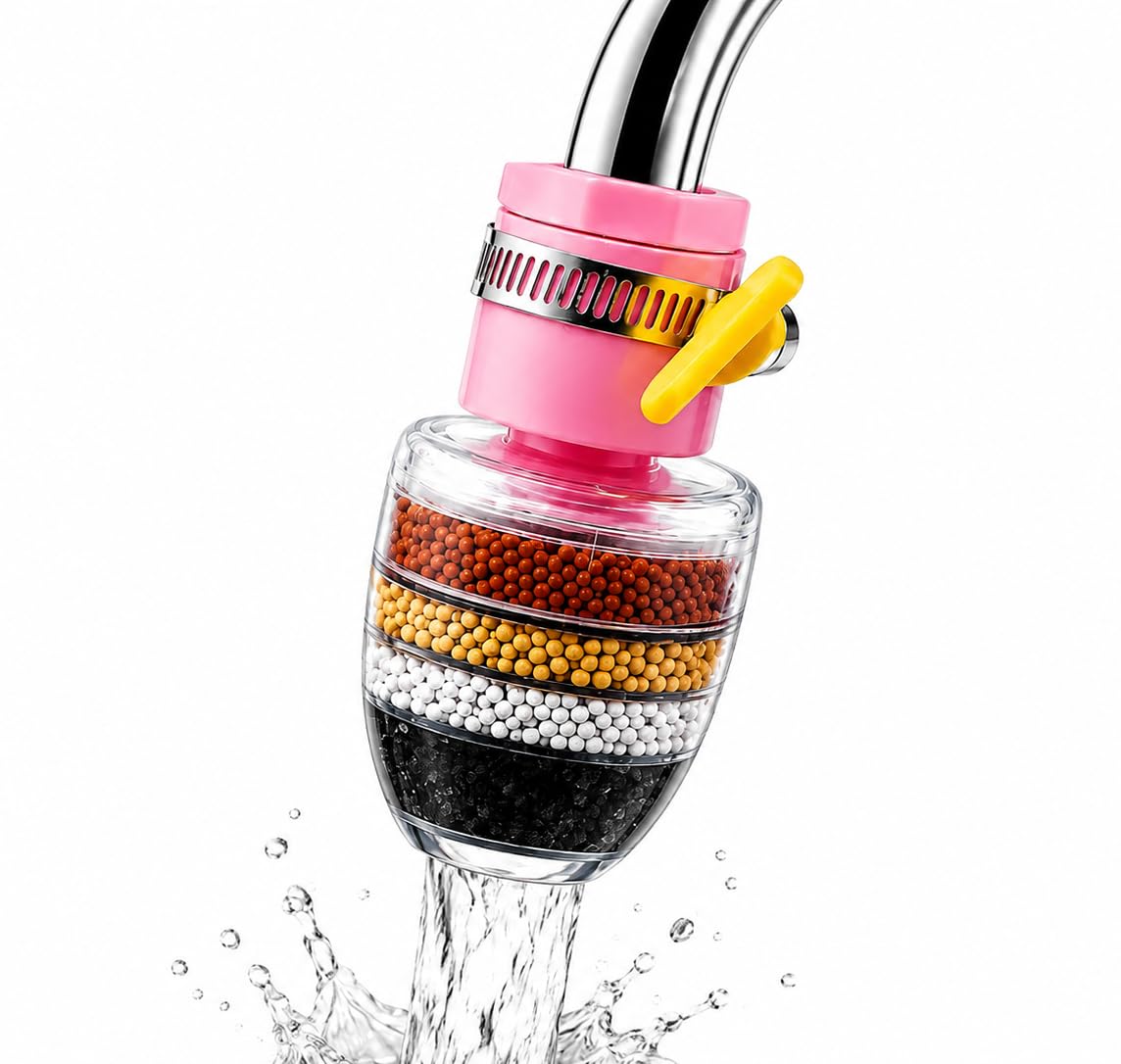 Faucet Water Filter Purifier with 5-Layer Filtration, 3.35 Inch Universal Tap Filter, Splash-Proof Kitchen Sink Water Purifier for Hard Water & Impurities-image-30