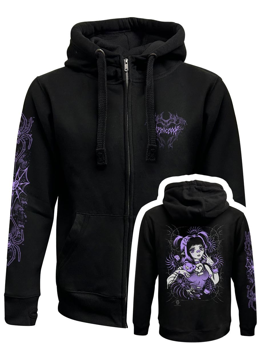 Sweat à capuche zippé style oversize noir Cosmic Boop Changes taille unique - 4