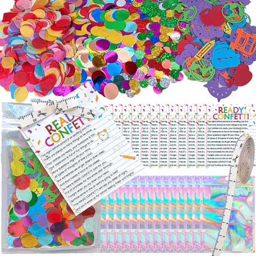 24 Sets Back to School Ready Confetti Celebration Table Confetti Kit with Paper Cards Ribbon Holographic Mylar Bags for First Day of School Teacher Appreciation Gifts Table Party Favor Decorations