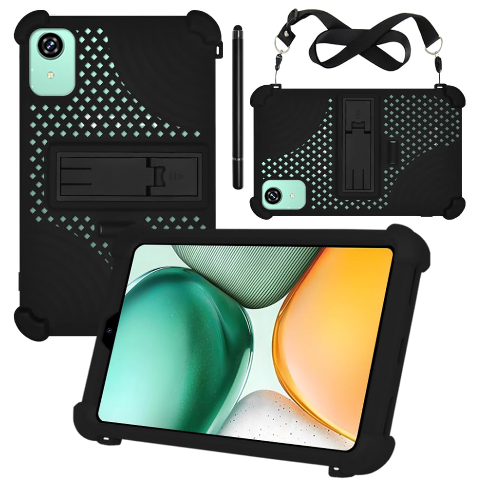 【NSFN】Bmax I8 Plus ケース Bmax タブレット 8.7インチ 2025最新 用保護ケース スタンド機能 多角度対応 持ち運び 耐衝撃 落下防止 通気性と冷却性カバー 薄型 スタンド可能 耐衝撃 保護カバー+タッチペン+肩掛 (ブラック)