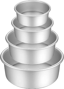 4 Pcs Round Cake Tin-Non-Stick Aluminum Bakeware-Removable Bottom-Easy Clean-Cheesecake Tin-Cake Tins for Baking for Mousse Chiffon Cakes Birthday Wedding Christmas5inch+6inch+7inch+8inch
