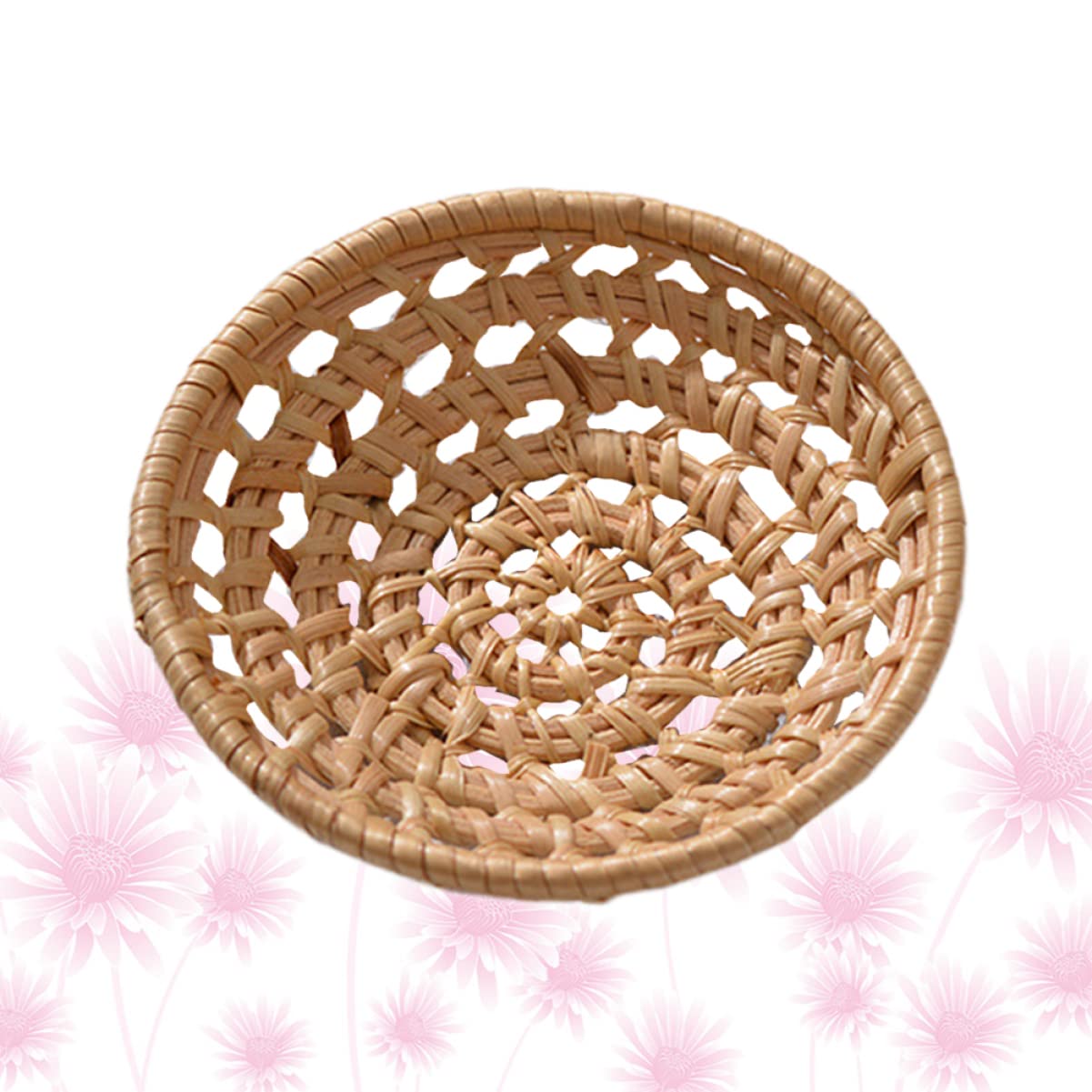 Happyyami 1Pc Small Hand Woven Rattan Storage Basket for Fruits Vegetables and Kitchen Organization Lightweight Hollow out Design for Easy Viewing for Home Restaurant