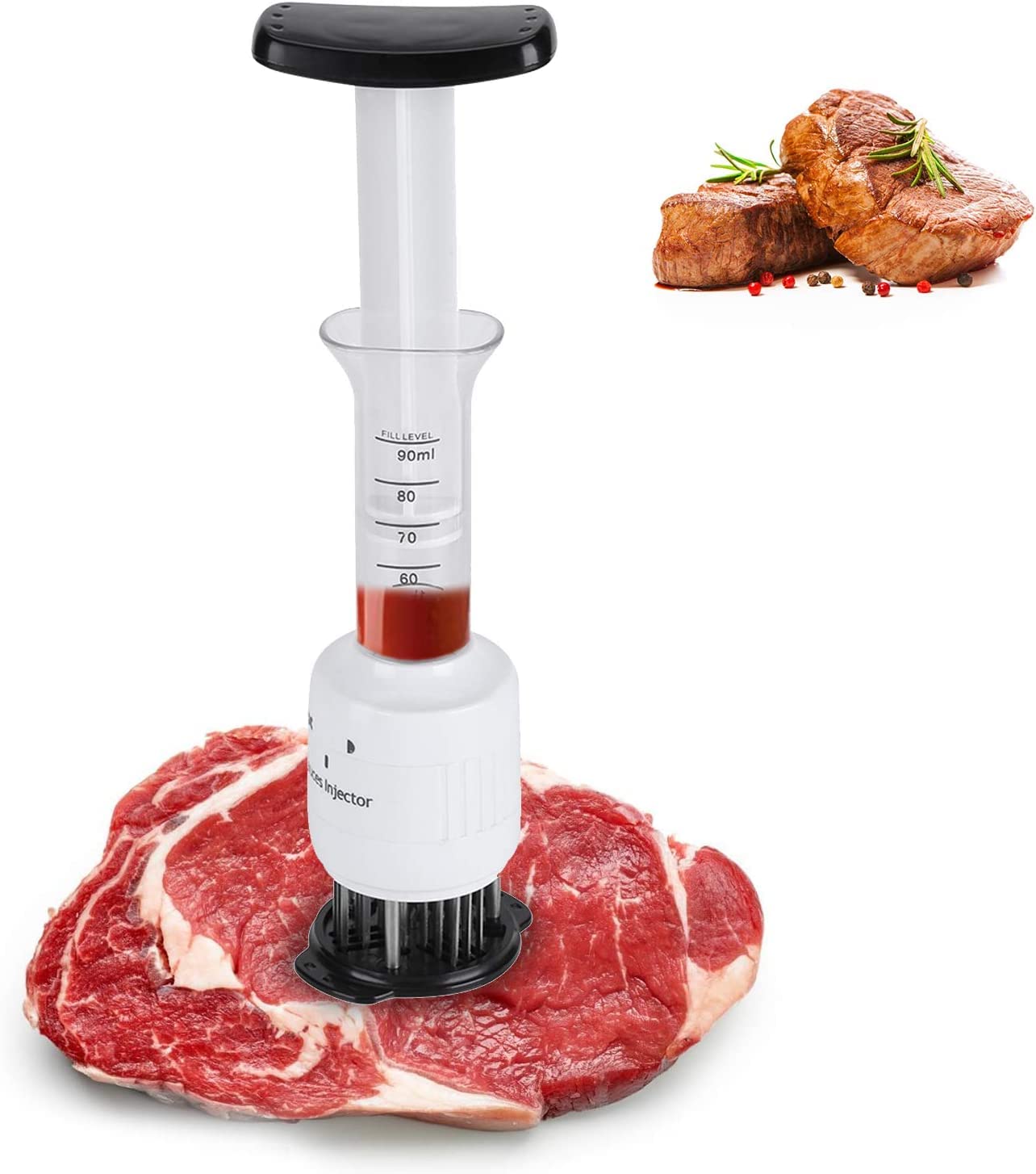 Toriox Meat Tenderizer Needle, 2 in 1 Needle Meat Tenderizer, 30 Stainless Steel(3 Injection Needle pinhole), Sauces Injector 3 Oz Marinade Flavor Syringe Kitchen Essential Accessories