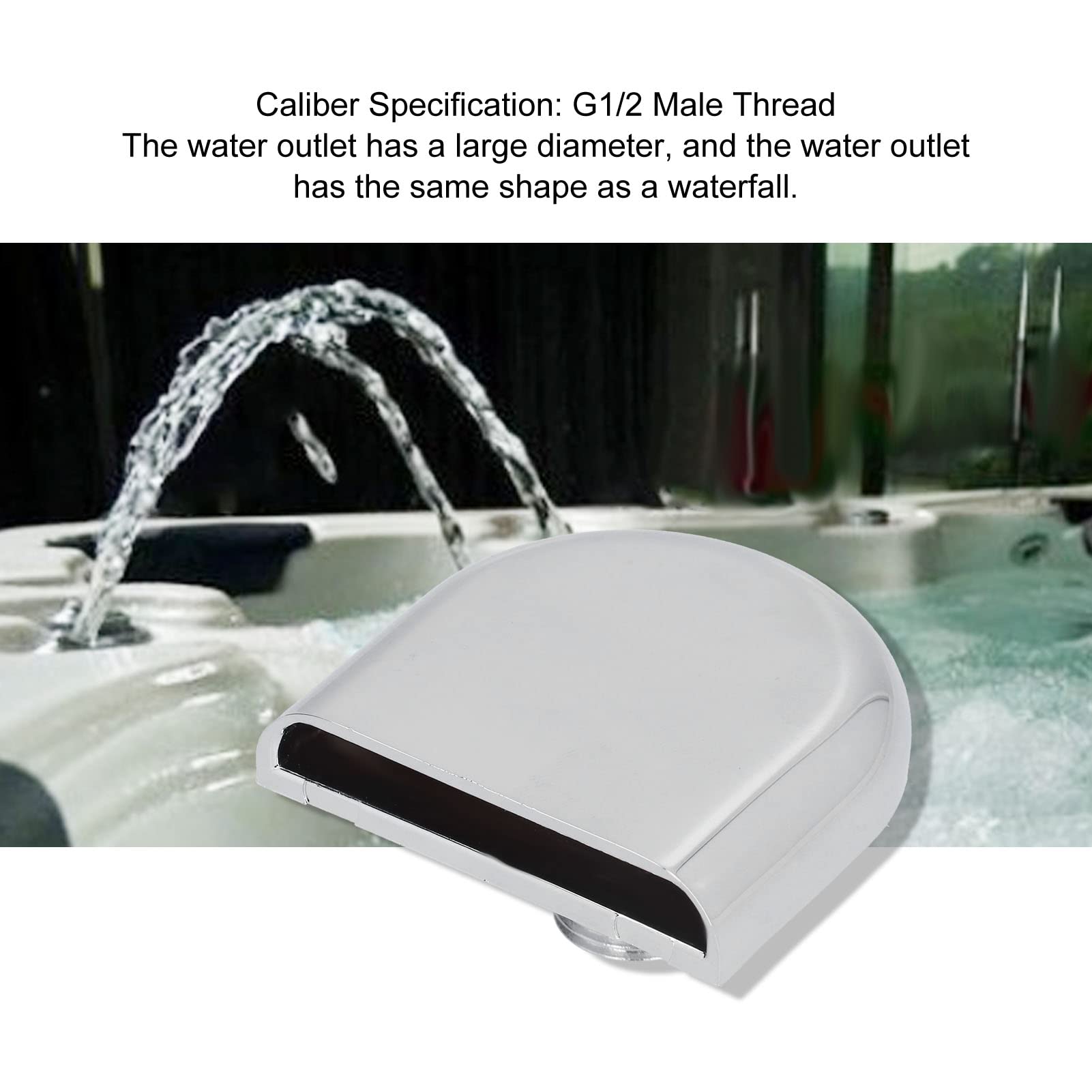 Wasserfontäne, Leise Plätschernde Wandfontäne mit Breitem Wasserfall und G1/2 Gewinde, 6,5 cm für Massagebadewanne Garten Pool Terrasse