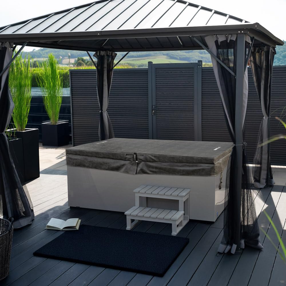 Home Deluxe - Outdoor Whirlpool Nimbus Deluxe - con scale e copertura termica - Dimensioni: 190 x 140 x 70 cm - Incl. riscaldamento, 18 getti massaggianti I vasca idromassaggio esterno per 2 persone