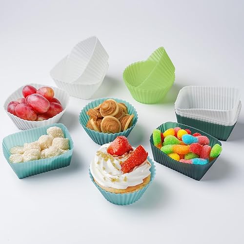 Miniatura 2 de Forros de silicona para cupcakes, paquete de 36 tazas reutilizables para hornear muffins, antiadherentes, 3 formas, moldes de pastelería para