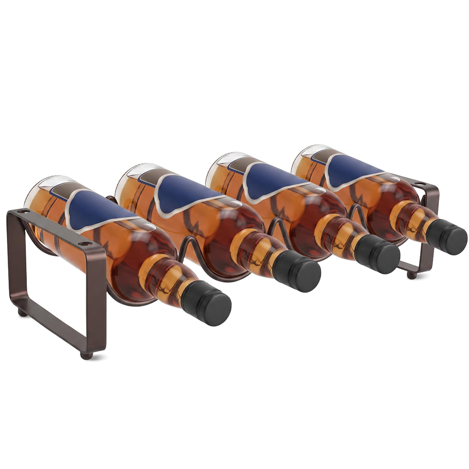 CLKUEH 4 Bottles Wine Racks, Wine Bottle Holder Free Standing Metal Bottle Rack Bottles Organiser for Cabinet Cupboard Countertop Bar