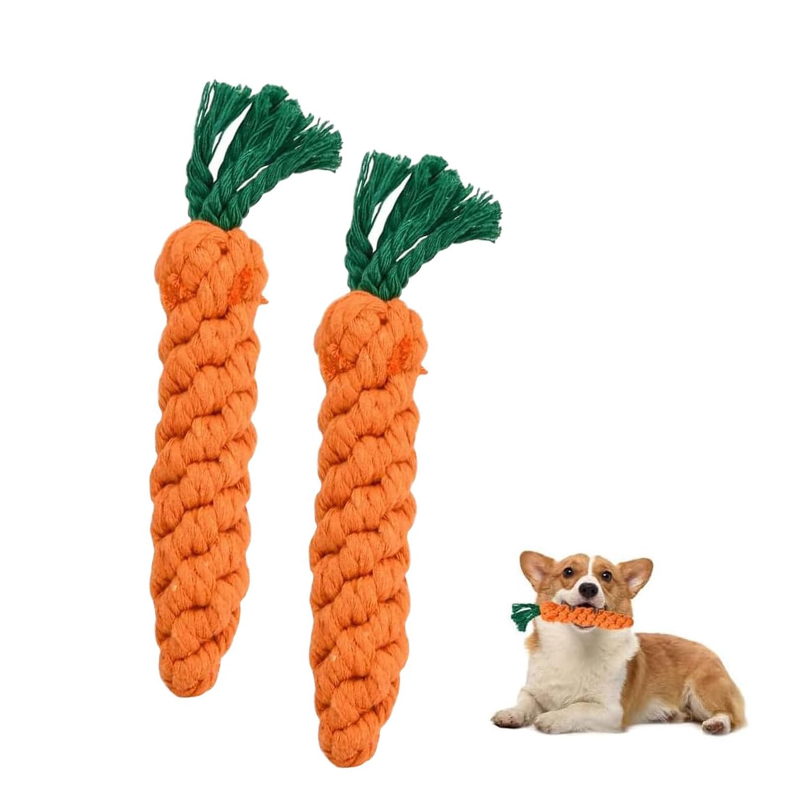 Yuannee Carrot Dog Toys,2 PCS Toys Dog Rope Cat Chew Toy Pet Rope Safe Braided Handmade Gift for Boredom Tranning Teeth Cleaning and Relieve Stress