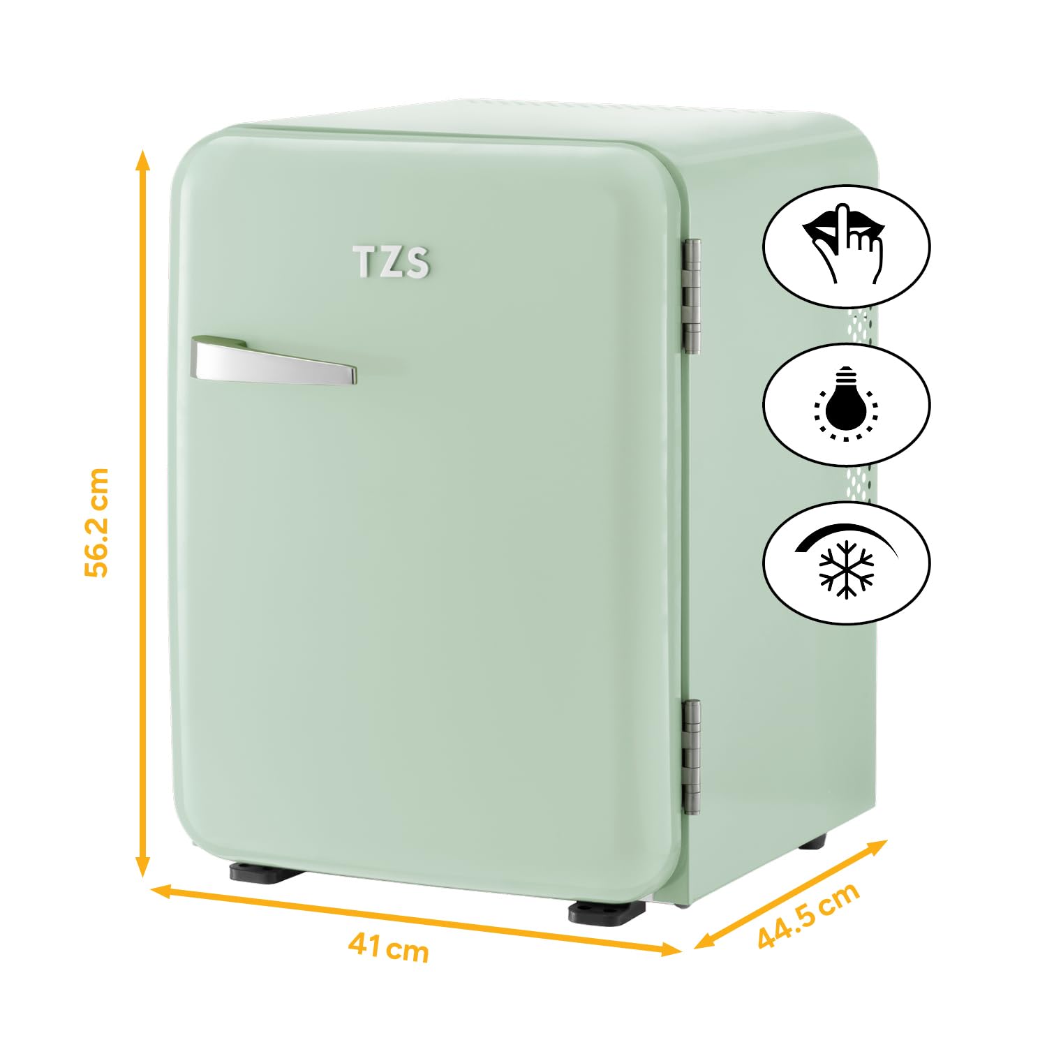 TZS First Austria - Mini Frigorifero Retrò 40L silenzioso - Piccolo Minifrigo design vintage con luce interna e 2 scomparti porta - Minibar per campeggio, ufficio, camera da letto e hotel - menta