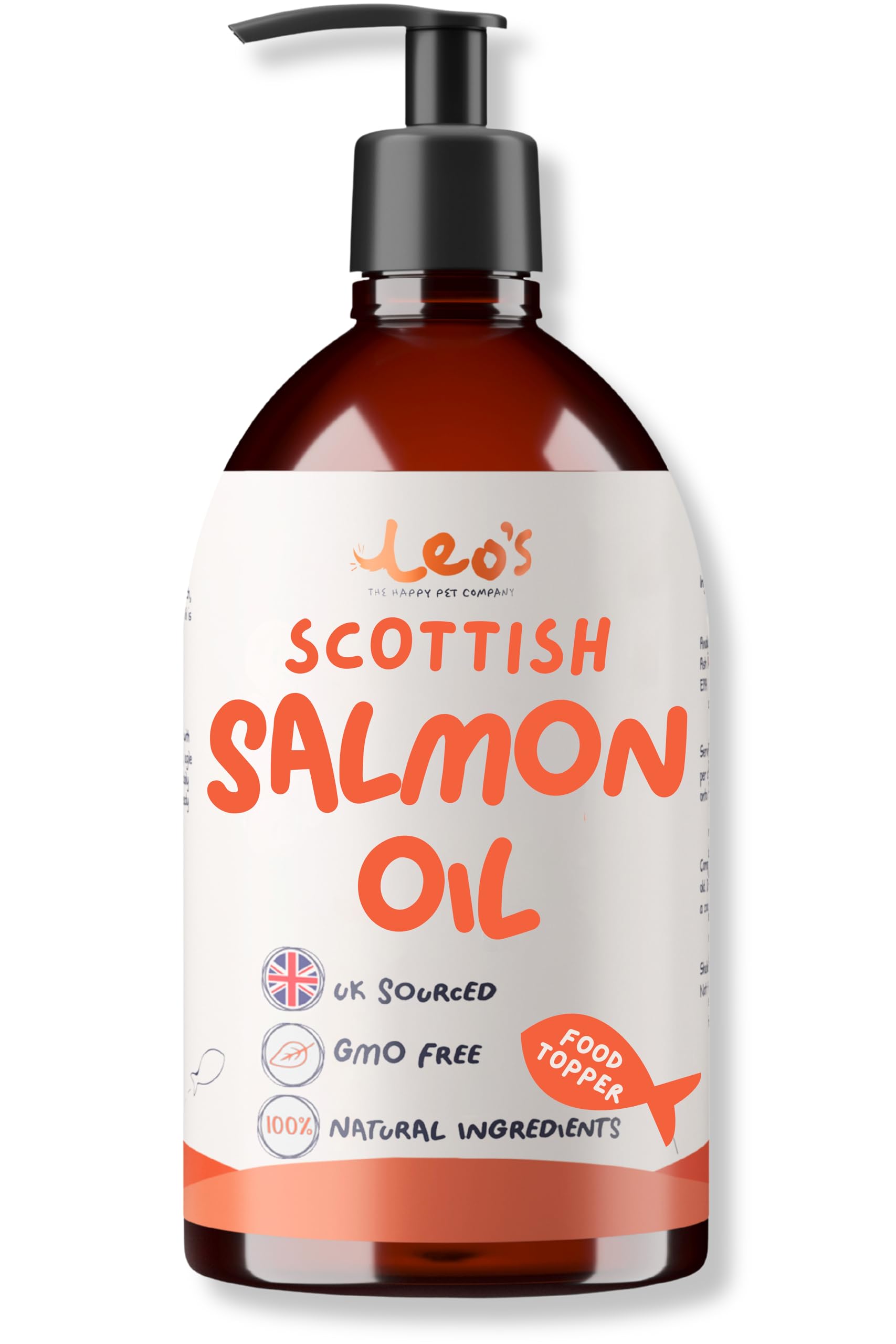 Leo's Salmon Oil for Dogs and Cats | Premium 100% Natural Food Topper Fish Oil for Dogs and Cats | Enhances Coat Shine, Joint & Brain Health, Itchy or Dry Skin, and Dandruff Hair Treatment 500ml