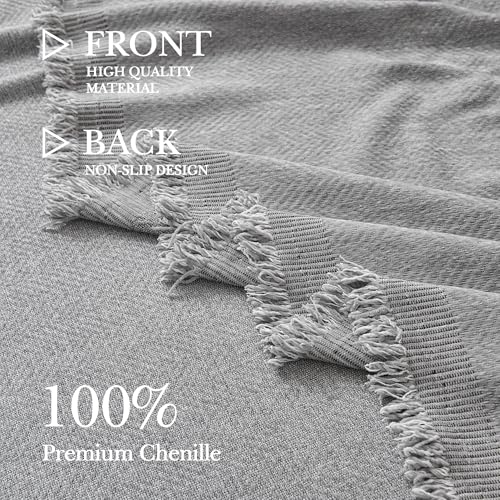 Couverture chenille naturelle extra large 220x340 pour lit et chaise - 8