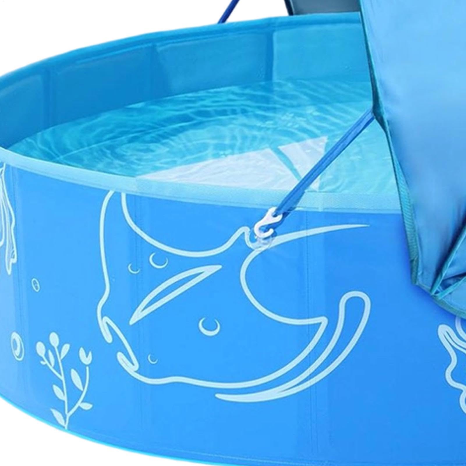 Piscina per Bambini con Tettuccio Parasole Tenda Pieghevole Per Attività Di | Piscina con Tettuccio Outdoor Giardino Piccoli Spiaggia Mare Nuoto Vacanza Sole