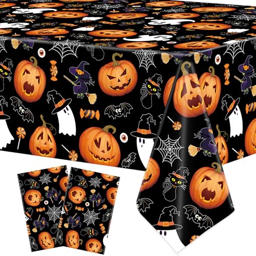 Augisteen 2 Pack Halloween Plastic Tablecloth 54" x 108" Disposab...