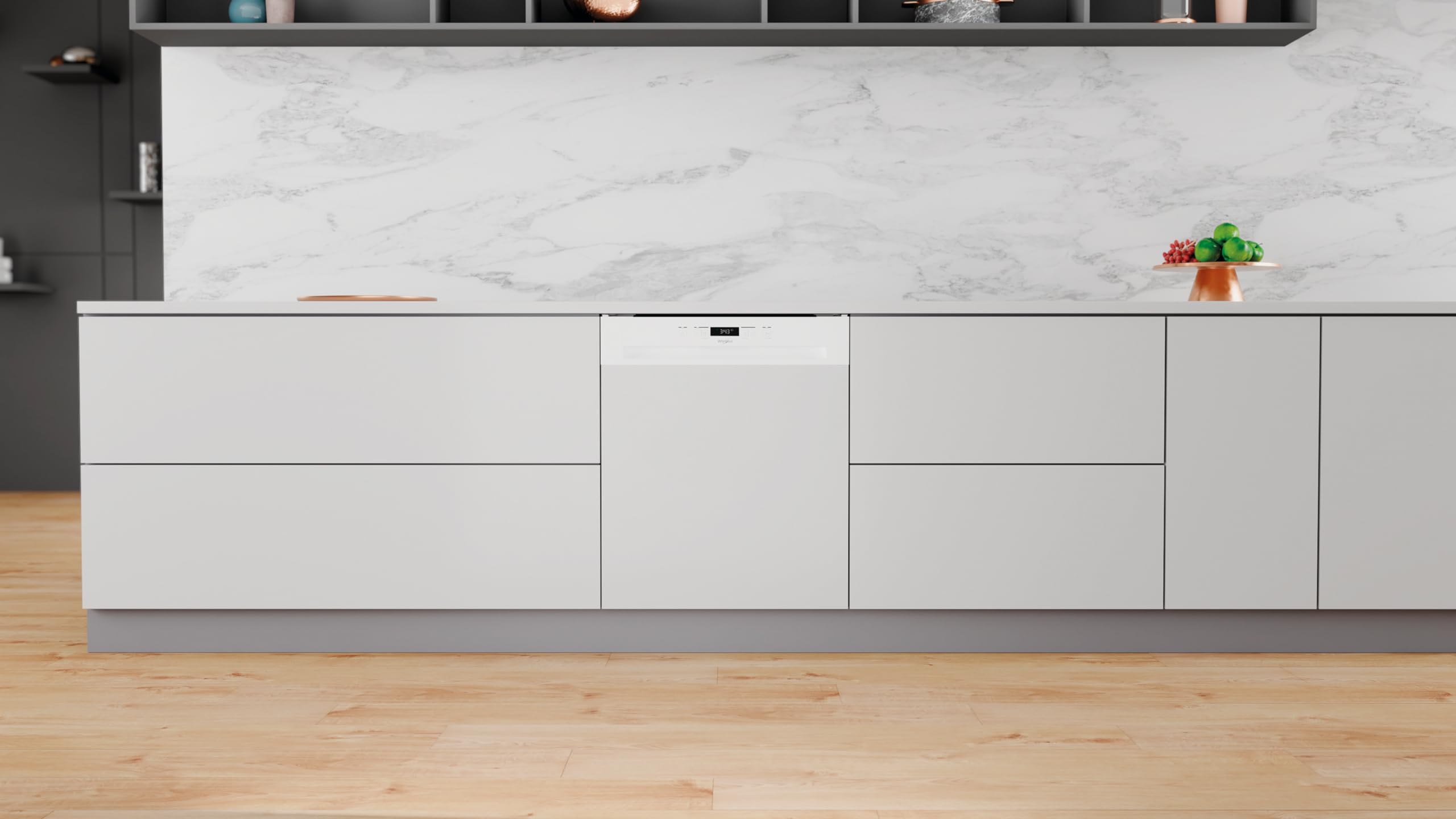 Whirlpool WBC3C26 Lave vaisselle encastrable 60 cm A++ Bandeau blanc Affichage temps restant Départ différé