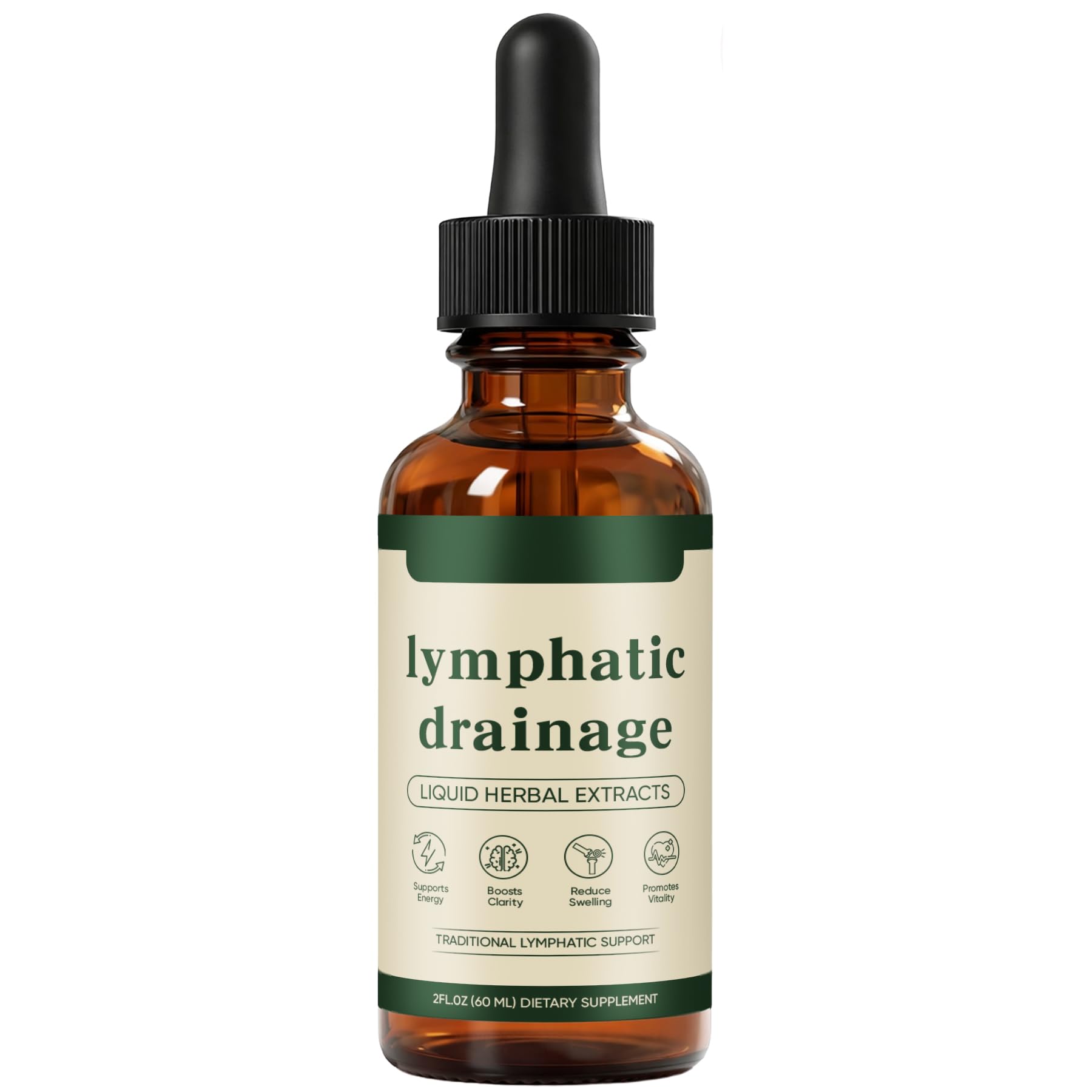 Lymphatic Drainage Drops, Bloat Relief & De-Puff, Immune & Lymph System Support Supplement, – Cleavers, Red Clover, Stillingia Root & Prickly Ash Bark, Fluid Retention, Vegan & Alcohol-Free, 2 Fl Oz