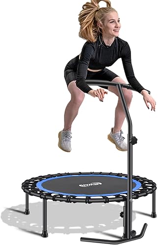 Miniatura 8 de Newan Mini trampolín silencioso de 40 a 48 pulgadas, trampolín de fitness, rebote, entrenamiento cardiovascular para adultos, límite máximo de 330