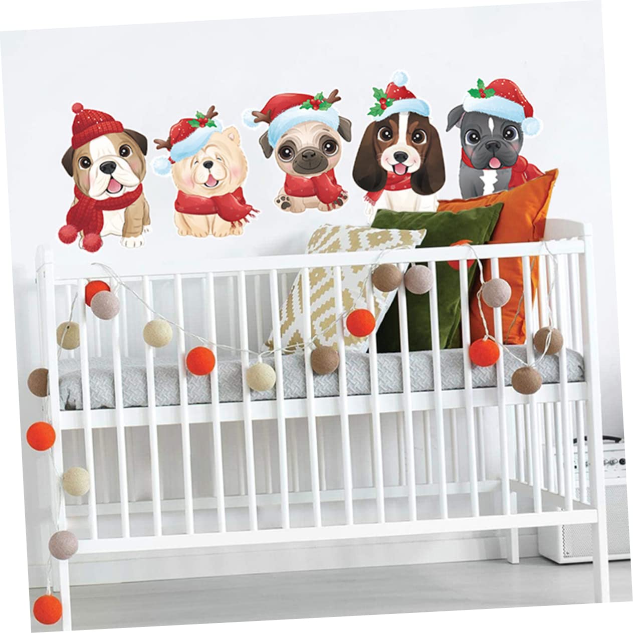 ULTECHNOVO 5 Hojas Pegatinas navideñas para ventanas muro etiqueta de la pared de mascotas dibujos animados christmas pegatina de Navidad etiqueta engomada de cristal de polivinilo