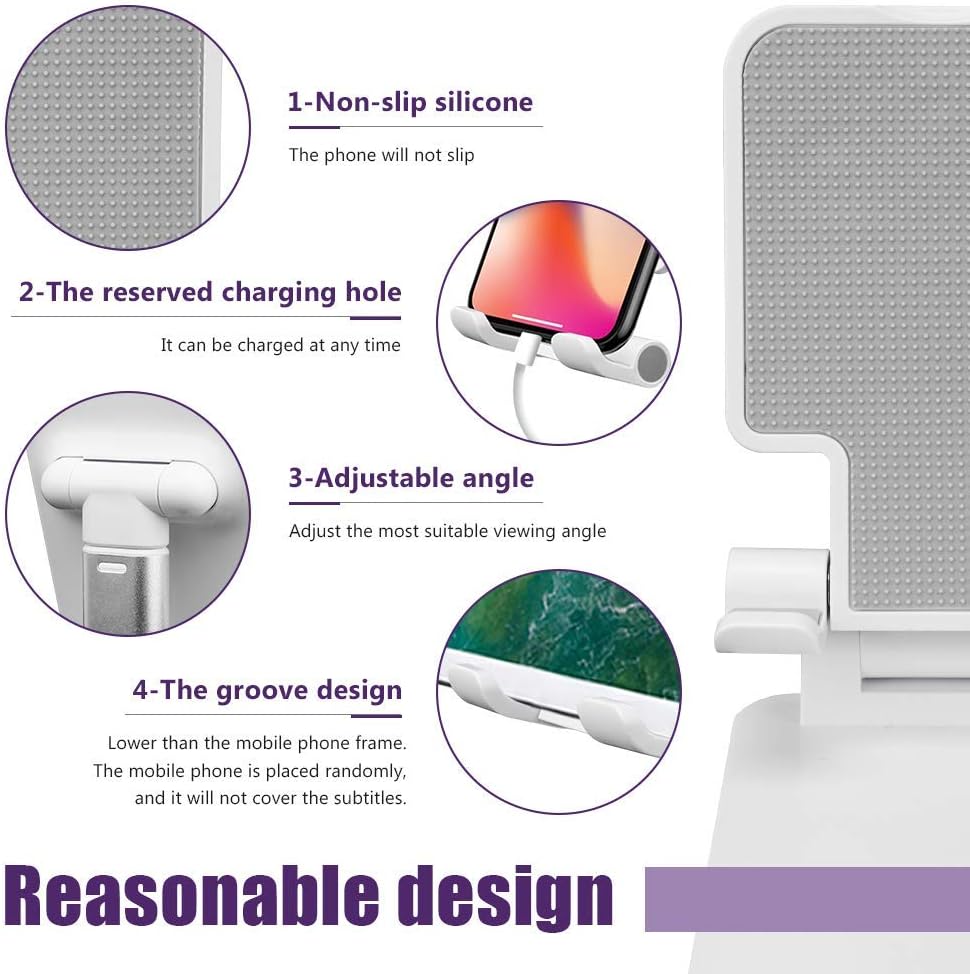 Foldable Cell Phone Stand for Desk Angle Height Adjustable Phone Holder Foldable Mobile Phone Holder,Compatible with All Smartphone/Kindle/iPad/Tablets