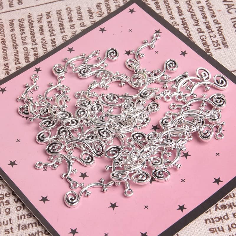 Ximimark 100 PCS Gecko Charms Antique Silver Tone 2 Sided Lizard - Image 8