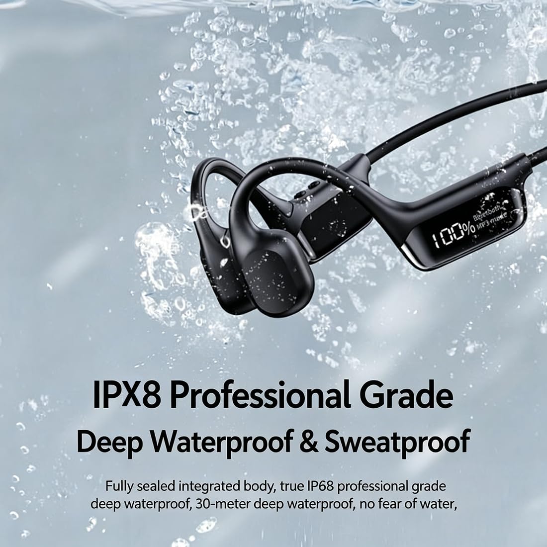 Sekoda Auriculares De Conducción Ósea, Resistentes Al Agua IPX8 (Beige)