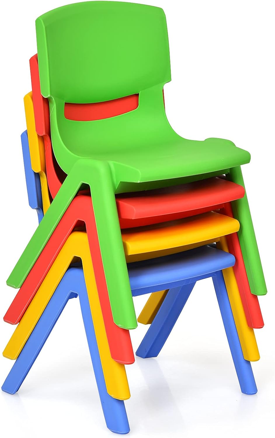 Costzon Kids Chairs, Stackable Plastic Colorful for Toddlers Boys Girls, Learn and Play Stools for School, Home & Play Room (Multicolor, 4 Chairs)