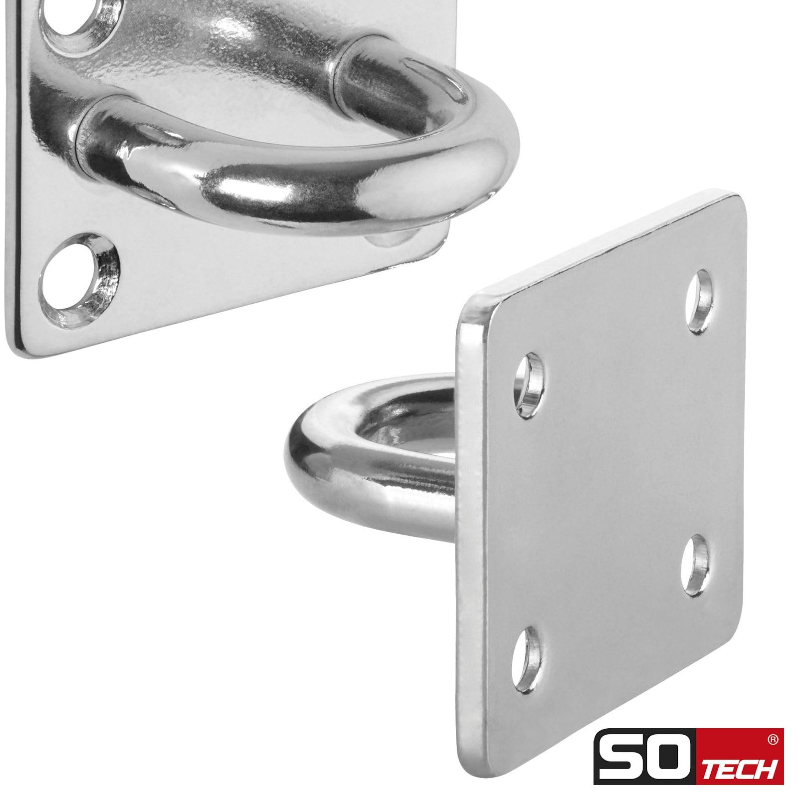 SOTECH Set di 2 occhielli di fissaggio, 40 x 35 mm, piastra di ancoraggio in acciaio inox V2A SS304, occhielli per tenda da sole, sacco di sabbia, cavo e molto altro ancora.