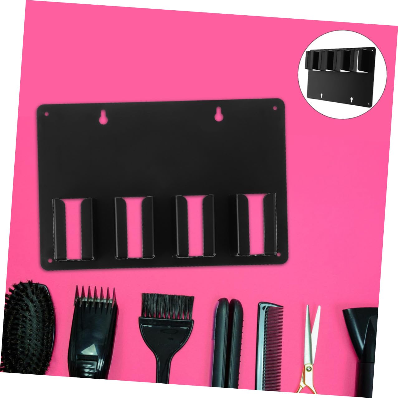 Soporte para Cortapelos Negro de 3 Piezas, Estante de Almacenamiento de Plástico Estructura de Acceso Rápido para Salón y Barbería