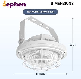 60W LED Explosion Proof Light, UL844 Certified High Bay Industrial Lighting | 8400Lm 5700K, Class I Division II, IP66 Waterproof with Wire Guard, 3/4 NPT/Bracket for Oilfield Gas Station Ship Port
