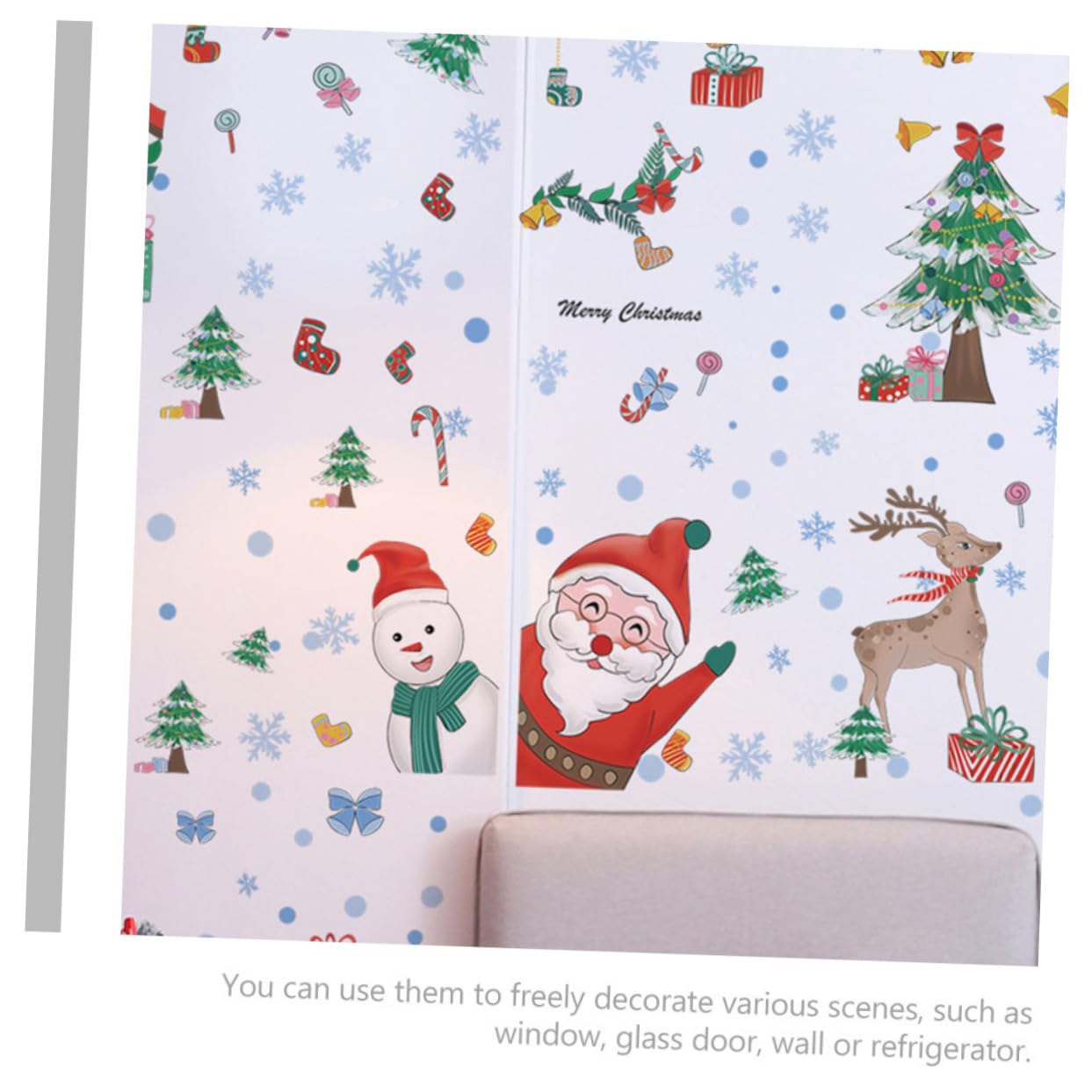 Zerodeko Lot De 5 Autocollants Statiques De Noël En Pvc Motif Dessin Animé Pour Fenêtre Décoration De Noël 6 Feuilles X 5