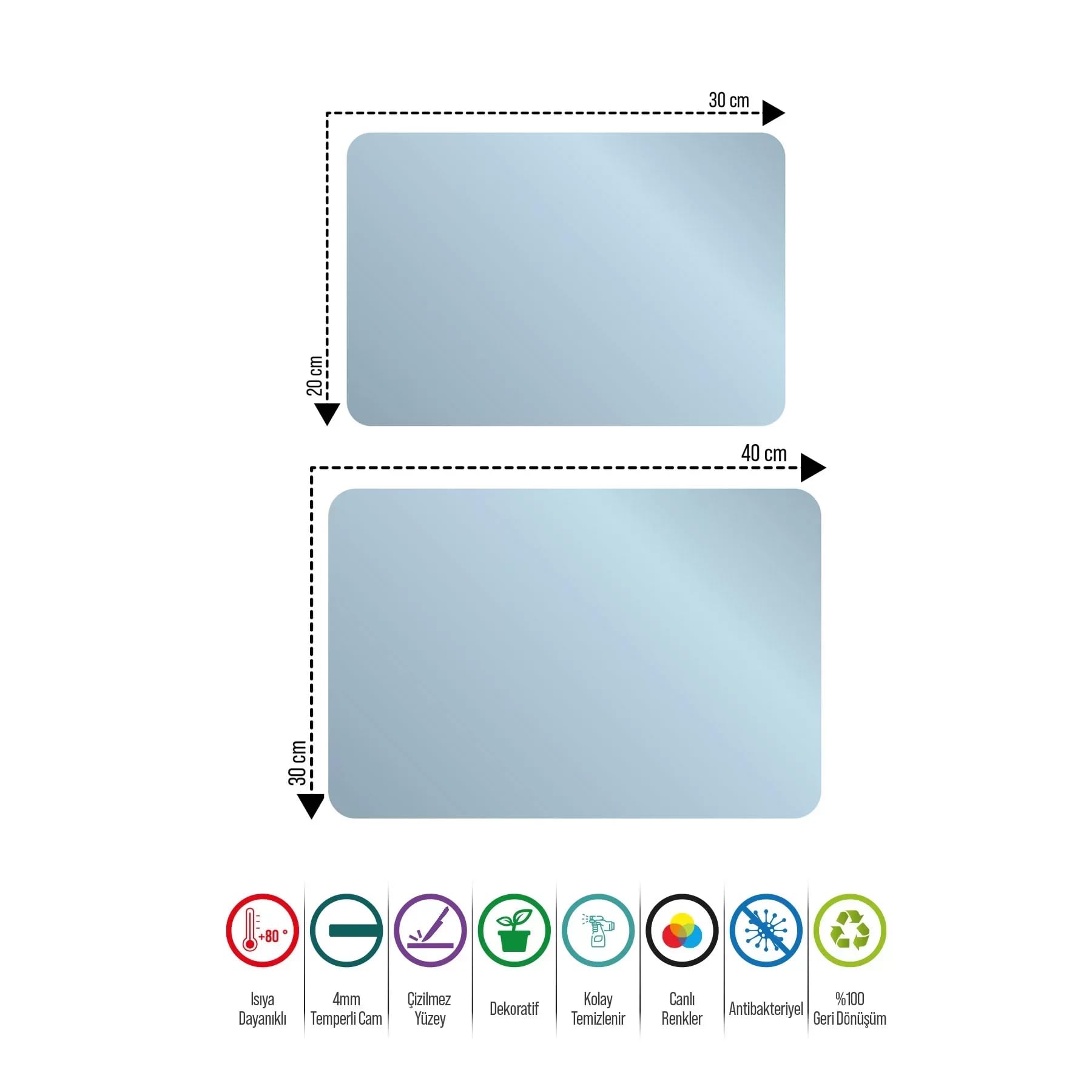 Decovetro Cam Kesme Tahtası ve Sunumluk Siyah Taş Desenli 20x30 Cm