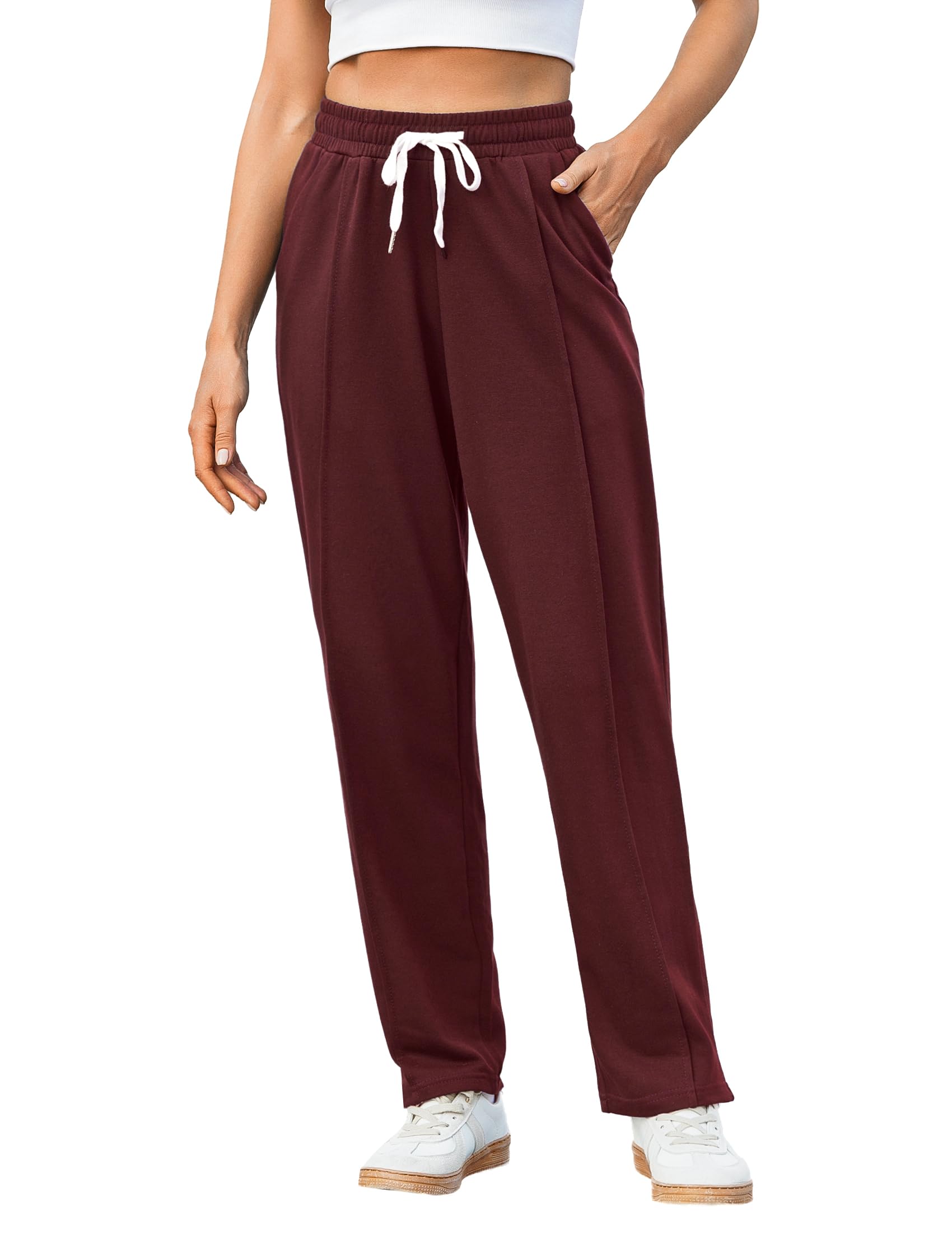 Crewhpo Jogginghose Damen Sporthose Lang Baumwolle Baggy Trainingshose Sweathose High Waist Laufhose Gerade Freizeithose für Jogging Sport Yoga Gym