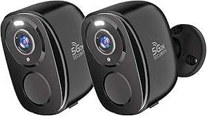 2Pack Security Cameras Wireless Outdoor 5G/2.4G WiFi, 2K Battery Powered Cameras for Home Security with AI Motion Detection, Color Night Vision, Siren, 2-Way-Audio, Works/Alexa, IP65 Waterproof asin的图片