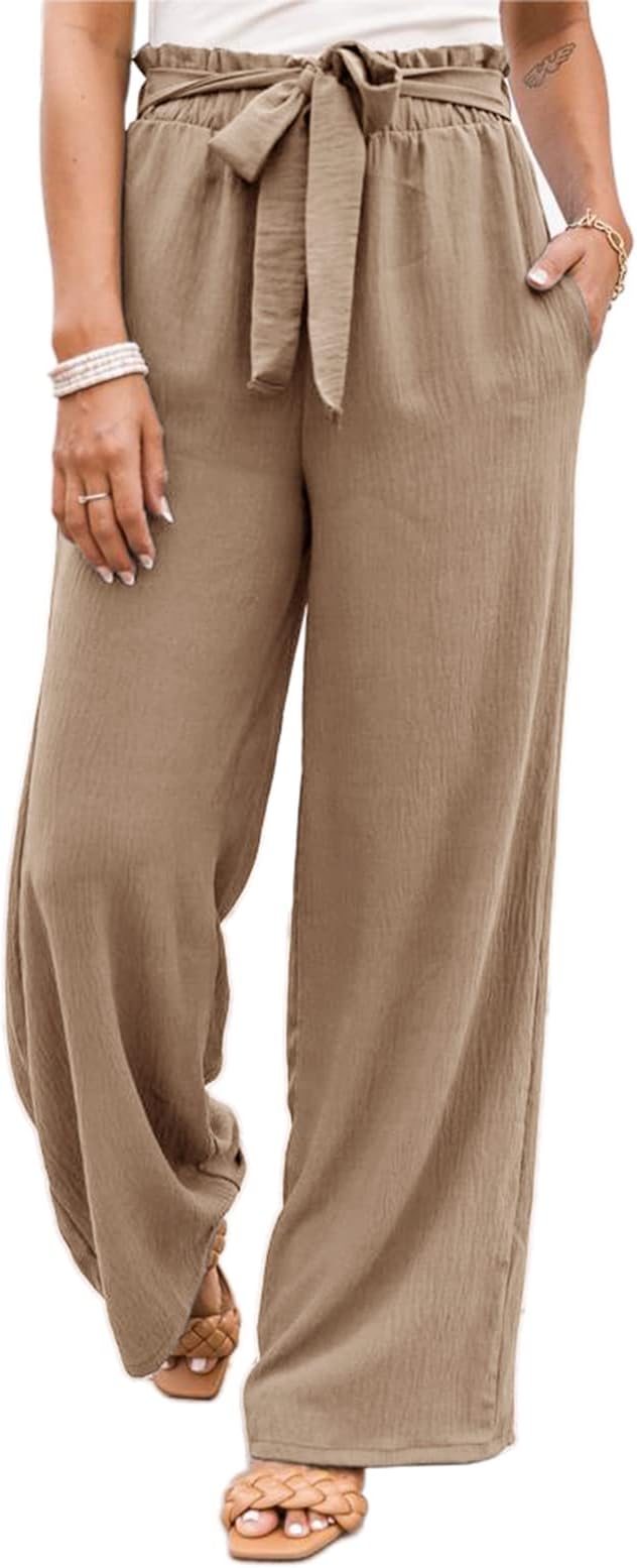 NIMINWide Leg Pants for Women High Waisted Business Casual Pants Work Pants Loose Flowy Summer Beach Pants with Pockets