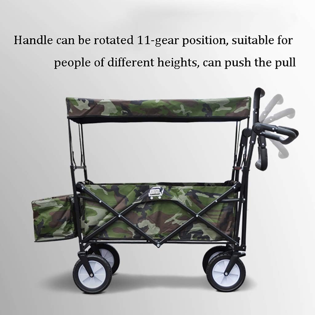 Storage Trolleys Folding Portable Shopping Cart Garden Trolley Cart with Canopy, Heavy Duty Wagon 's Luggage Cart for Outdoor Camping Push-Pull Cart, Load: 80Kg