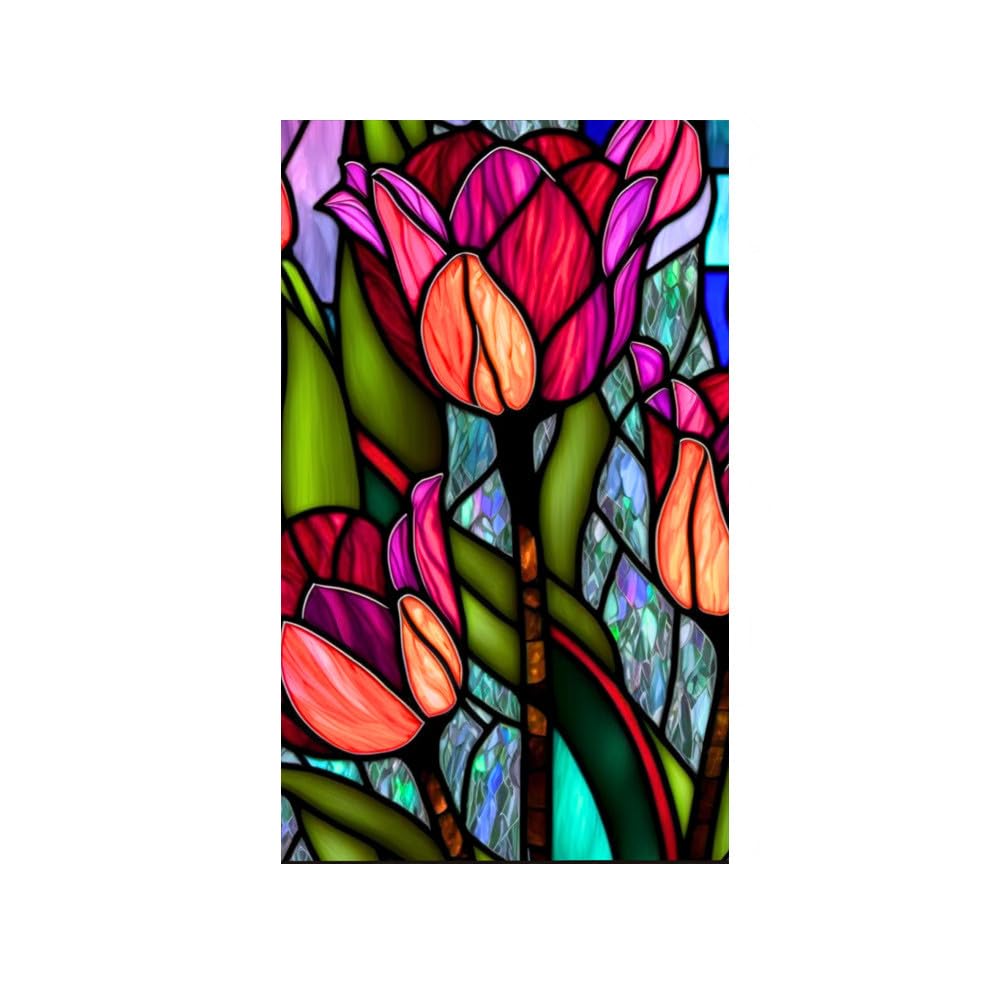 Matowa folia okienna zielona roślina kwiaty samoprzylepna matowa folia szklana, nieprzezroczysta statyczna naklejka przylegająca do biura, łazienki, salonu i kuchni, usuwalna bez kleju lub