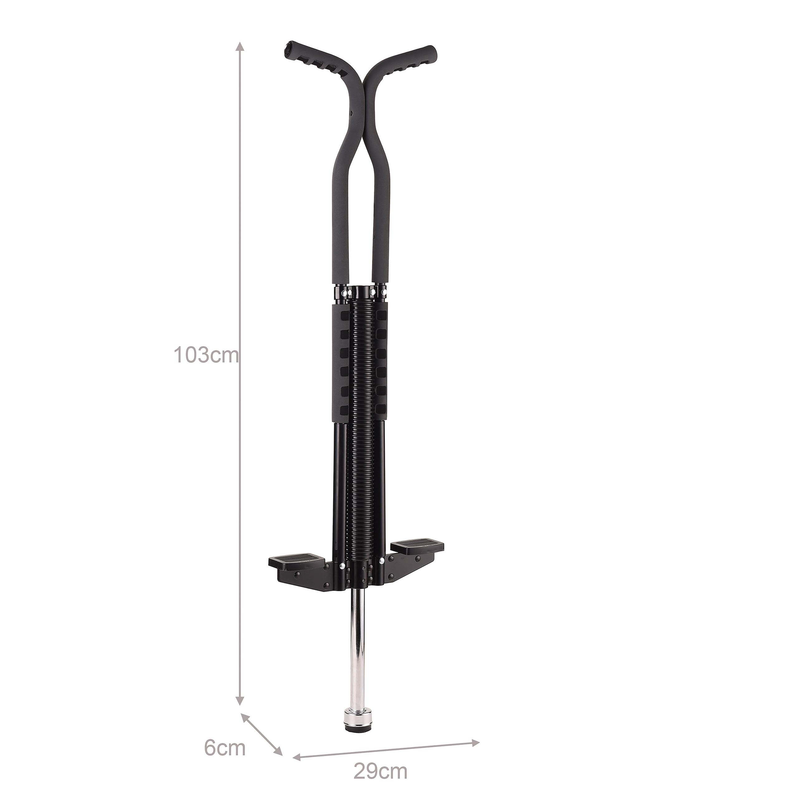 Relaxdays Pogo Stick para niños, Saltador Acolchado, Antideslizante, Acero Inoxidable, hasta 60 kg, 103x29x6 cm, Negro