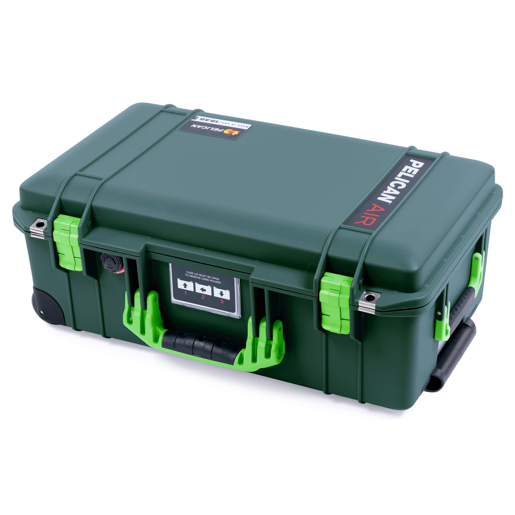 Trekking Green & Lime Green Pelican 1535 Air case. Comes empty with wheels.
