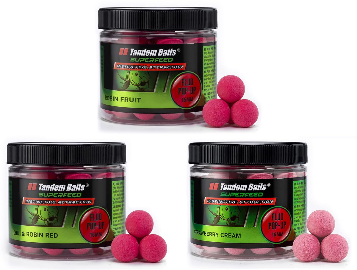 Tandem SuperFeed Fluo Pop-Ups Flavor Mix Robin Red - Monster Carp Bait Set of 3 - 16mm 70g