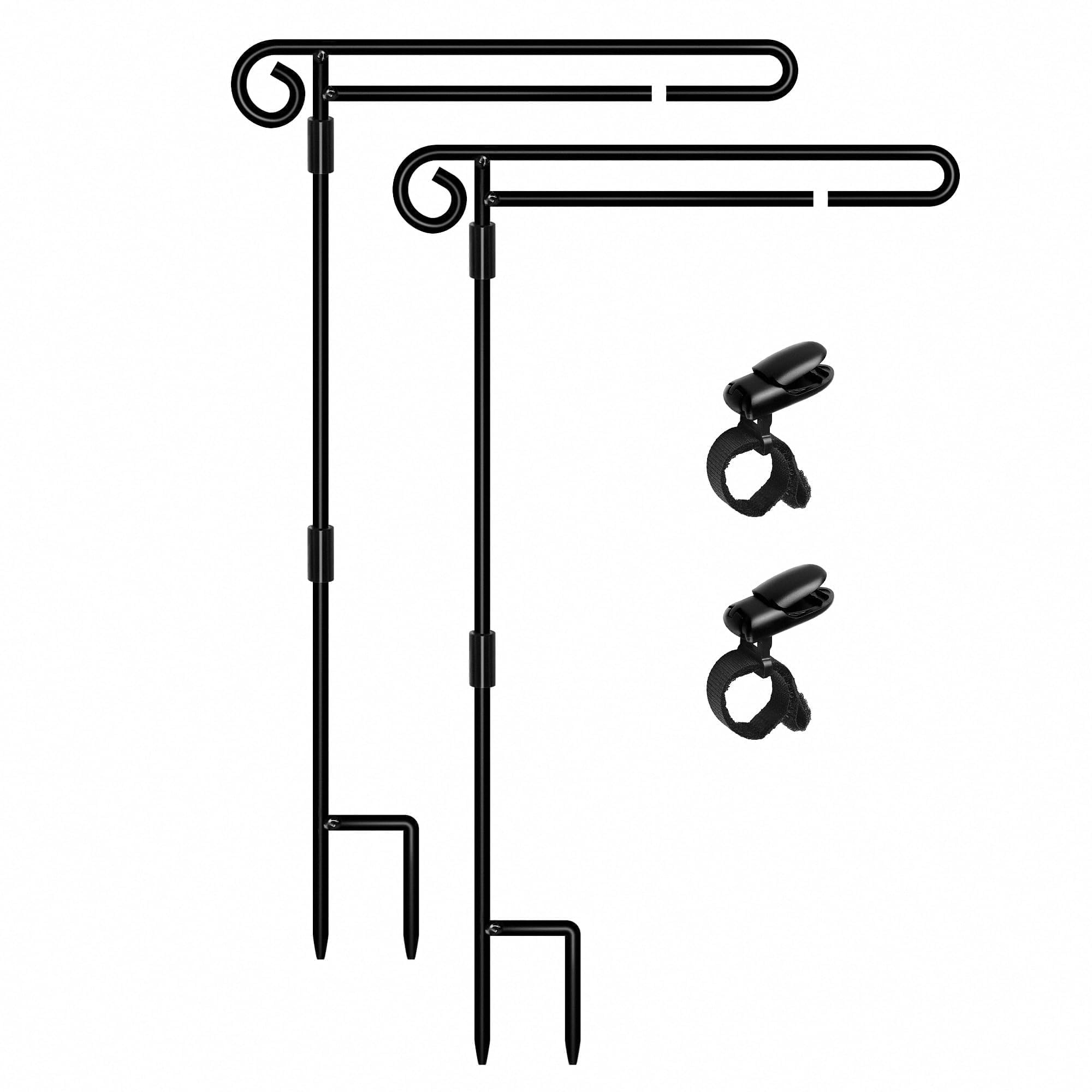 HOOSUN Garden Flag Stand Holder Easy to Install Strong and Sturdy wrought iron Pole Fits Mini Flag 12.5" x 18" no need Extra accessories to fixed flag,Garden flag pole without flag