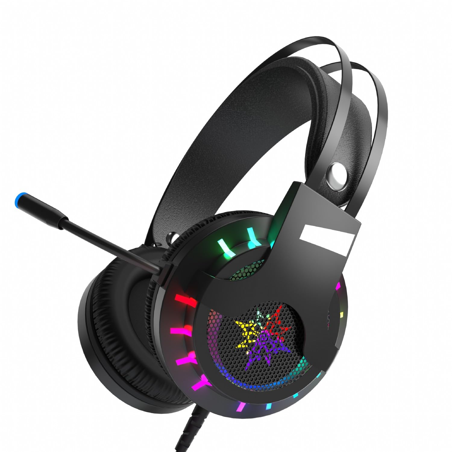 inca IGK-X10 zestaw słuchawkowy do gier – wirtualny dźwięk przestrzenny 7.1, oświetlenie RGB, sterownik 50 mm, kabel USB, mikrofon z redukcją szumów, regulacja głośności, kompatybilny z PC/PS5, lekki
