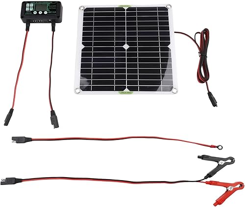 12V Solar Powercell Charger With Controller 20W Trickle Charging Panel Kit For Car Boat RV Motorcycle, PET Construction