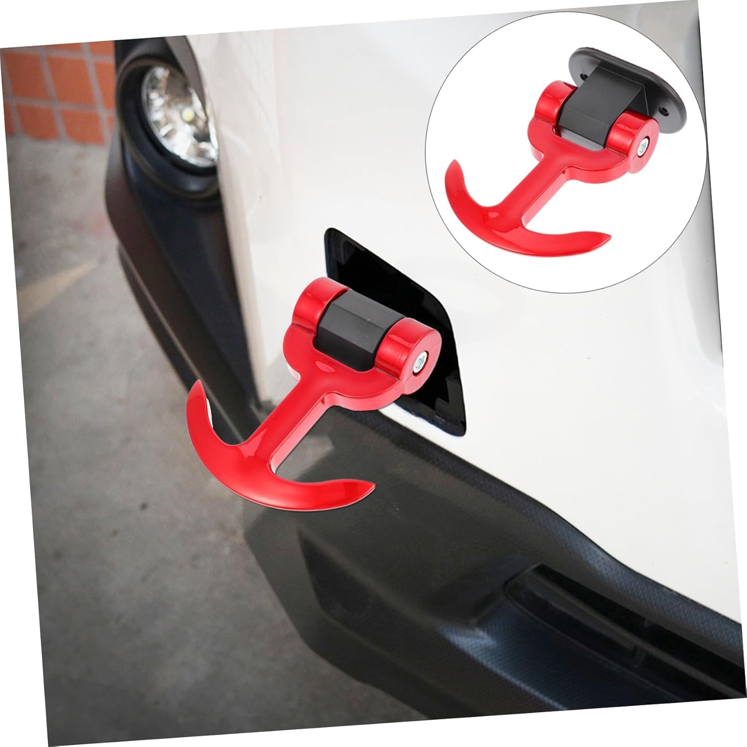 AutoBizarre Car Dummy Tow Hook Bumper Tow Hook 180 Degree Adjustable Self-Adhesive T-Shaped Anchor Shaped Vehicle Towing Hook for Car Decoration Universal for All Cars, SUV (Yellow) - Image 3 thumbnail